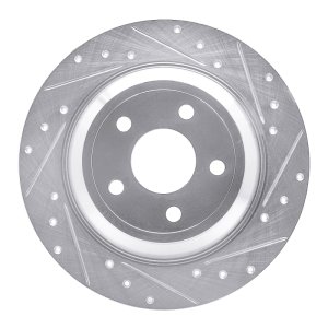 Ford Bronco Sport Brake Rotor (1) - Rear Right - R1 Concepts - Drilled & Slotted - Silver - `16-`25